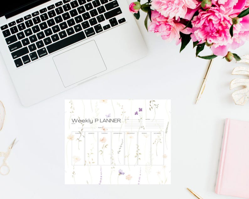 Floral Themed Printable Weekly Planner | Undated Minimalist A5 PDF ...