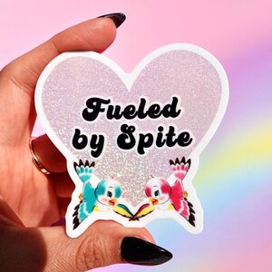 Fueled By Spite Sticker, Funny Sticker, Cute Animals Vinyl Sticker, Waterproof Sticker, Water bottle, laptop, phone stickers