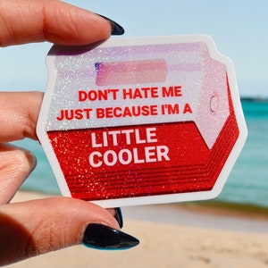 Adesivo Little Cooler – Adesivo de vinil holográfico retrô vermelho engraçado – Humor de verão à prova d'água