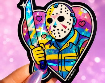 Jason Heart Sticker, Horror Valentine Sticker, Slasher Sticker, Horror Movie Sticker, Waterproof Vinyl Sticker, Horror Decor