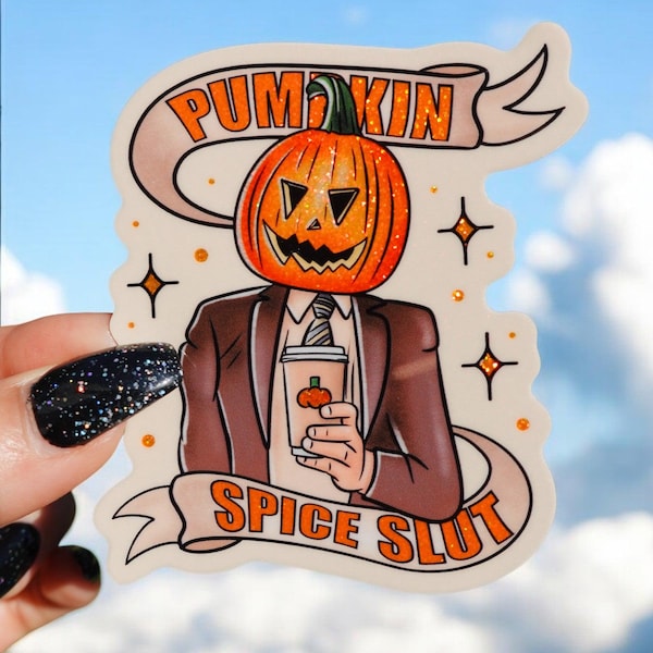 Pumpkin Spice Latte Halloween Sticker: Waterproof Vinyl Decal