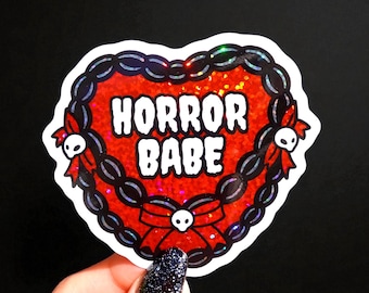 Horror Babe Sticker, Horror Girl Sticker, Cute Horror Sticker, Halloween Sticker, Waterproof Vinyl Sticker, Gothic Heart Sticker