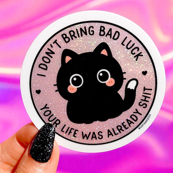 Lustiger Katzen Glitzer Sticker: Sarkastischer Pastell Goth Humor