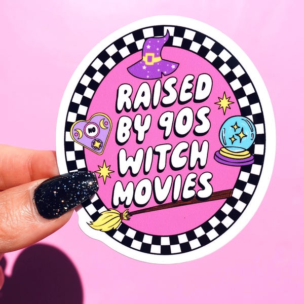 90s Witch Movies Halloween Sticker: Waterproof Glitter Vinyl