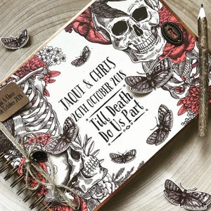 Handmade Personalised floral skull Guest Book/ Alternative Wedding/ Scrapbook/ Photo Album/ Gothic Wedding/ A4 Luxury