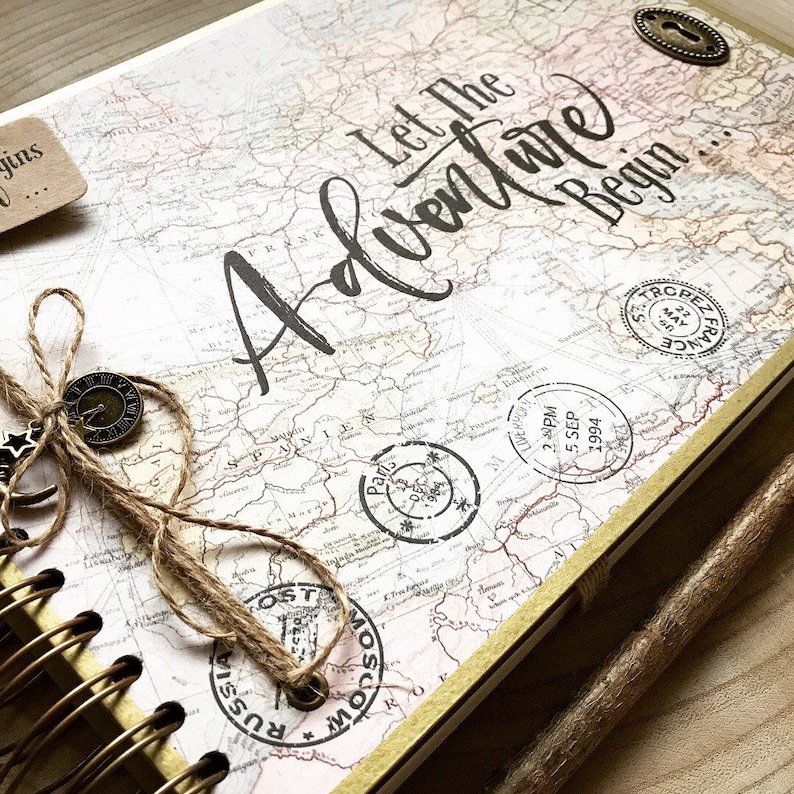 Handmade Personalised Memory Book/ Travel Scrapbook/ Photo Album/ Adventure Book/ Guestbook/ Travel Memory Book/ Travel Journal image 1