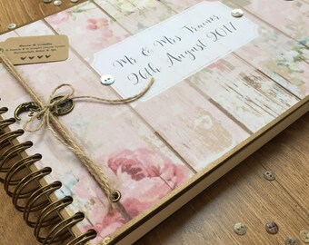 Handmade Personalised Guestbook/ Scrapbook/ Photo Album/ Memory book/ A4/ Luxury/ Any Message Printed/ Floral Memory Book