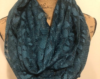 Teal Lace Infinity Scarf