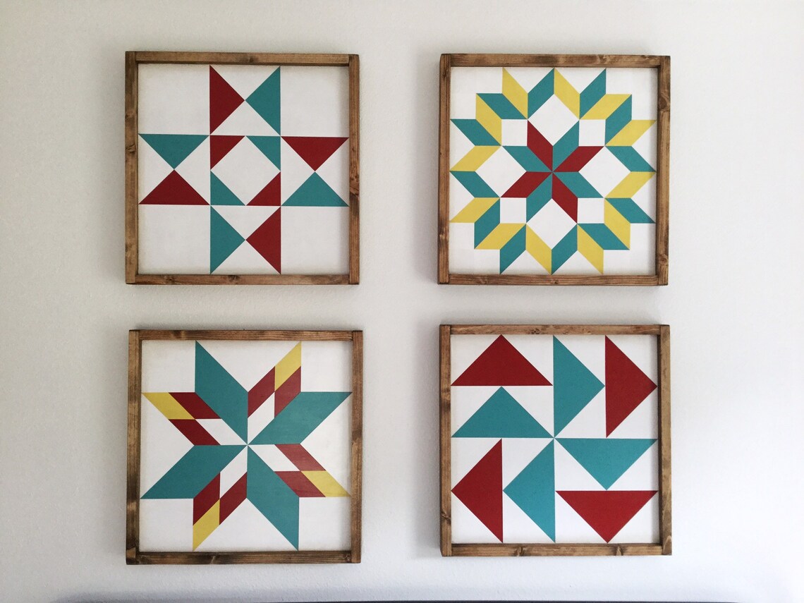 Set of barn quilts Set of wood barn quilts gallery wall Etsy