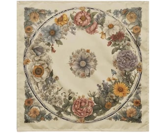 Nappe de tarot florale vintage - Tapis d'autel Cottagecore