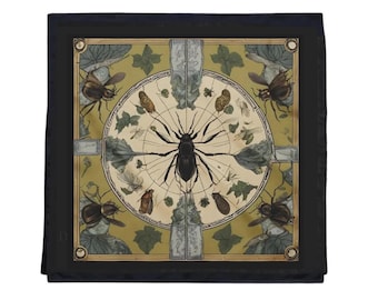 Insect Tarot Cloth, Dark Academia Altar Mat, Vintage Entomology Decor