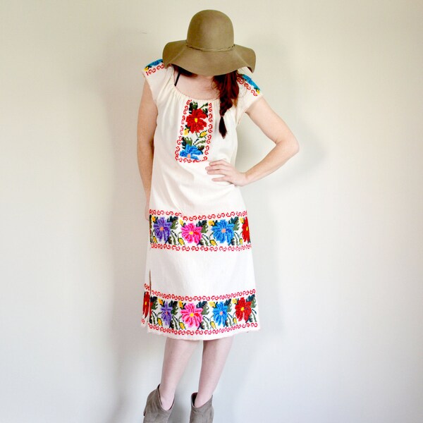 Mexico City Dress / indian tent dress / oversized hippy dress / indian kaftan / mexico dress / embroidered dress / cotton dress / midi dress