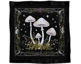 Mystical Mushroom Tarot Cloth, Forest Witch Altar Mat, Fairycore Decor