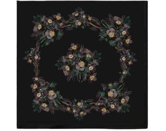 Floral Tarot Cloth, Dark Botanical Altar Reading Mat
