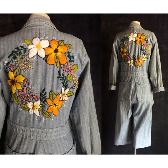 Embroidered Mechanic Coveralls - Vintage Cropped H