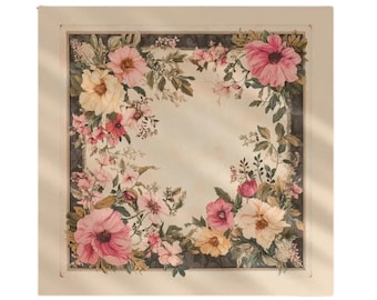 Vintage Floral Tarot Cloth, Cottagecore Altar Mat, Romantic Witch Decor