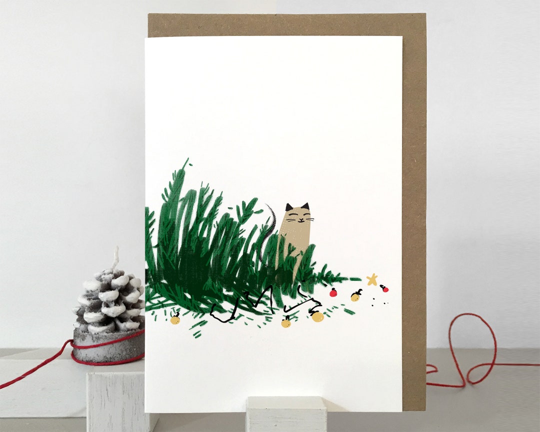 Cute Cat Christmas Card: Naughty Cat Holiday Cards - Etsy