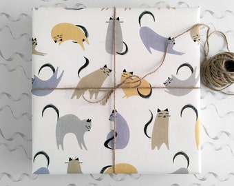 Grey and Orange Cat Wrapping Paper | Cat Craft Paper | Gift Wrap | Kitten Wrapping Paper | Cute Cat Gift Wrap | Cat Gift Wrap