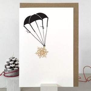 Carte de Noël de parachute | Carte de Noël minimaliste | Carte de vacances | Saisonnier | Noël | Carte d'hiver | Carte de voeux | Paquets de cartes de Noël
