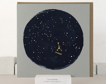 Cancer Zodiac Birthday Card: Constellation Greeting Card