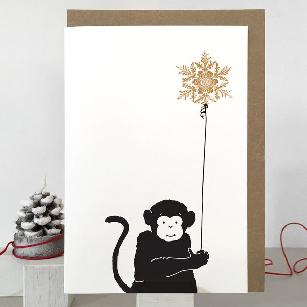 Monkey Christmas Card | Animal Christmas Card | Holiday Card | Seasonal | Xmas | Winter Card | Greeting Card | Christmas Card Pack