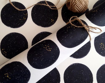 Zodiac Constellation Wrapping Paper: Minimalist Birthday Gift Wrap