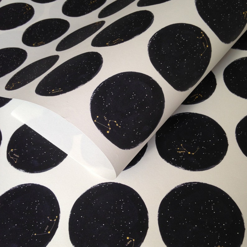 Constellation wrapping paper of the Zodiac star signs.