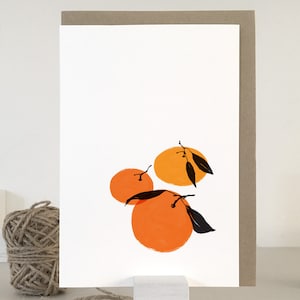 Carte mandarine | Clémentine | Satsuma | Mandarine | Carte de note vierge | Carte de vœux | Carte de vœux quotidienne | Juste parce que la carte | Minimaliste