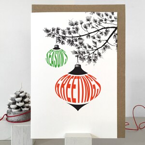 Retro Seasons Greetings Christmas Card: Stylish Holiday Design