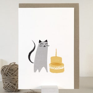 Cat Birthday Card | Cat Greeting Card | Birthday Card for Cat Mom | Cat Cake Card | Cheeky Cat | Naughty Cat | Cute Cat Art
