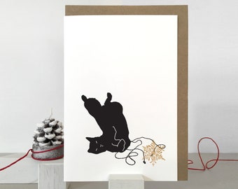 Black Cat Christmas Card | Kitten Christmas Card | Kitty Holiday Card | Seasonal | Xmas | Winter | Greeting Card | Cute Christmas Card Pack