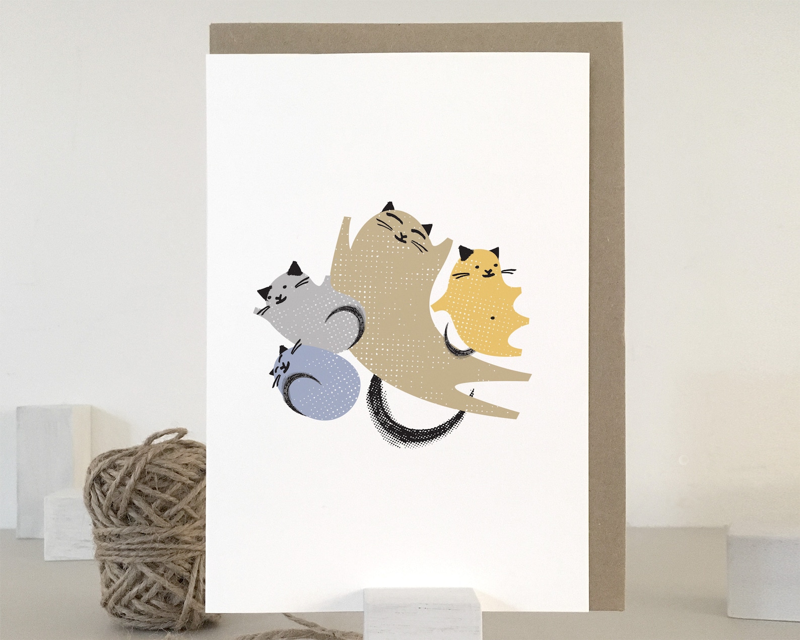 New Baby Card Cat Family Card Kitten Card Baby Shower Card New Mom Card ...