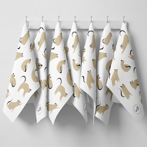 Cute Cat Tea Towel / Dish Towel / Kitchen Towel / 100% premium cotton tea towel with hanging loop