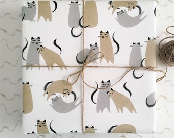 Cat Wrapping Paper | Valentines Gift Wrap | Ca Anniversary Wrapping Paper | Love Gift Wrap | Cute Cat Gift Wrap | Wedding  | Cat Gift Wrap