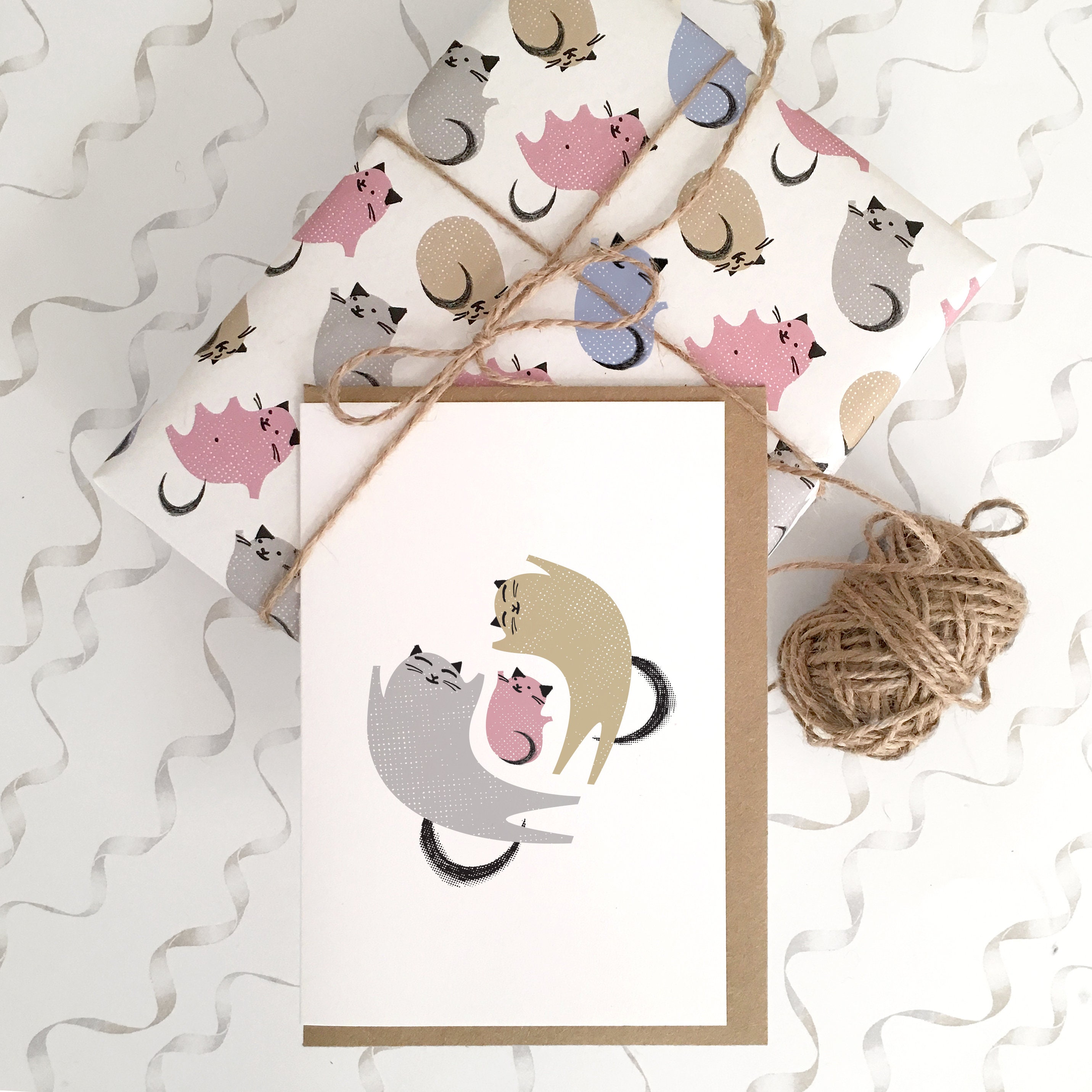 New Baby Card Cat Family Card Kitten Card Baby Shower Card New Mom Card ...