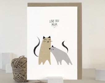 Carte de maman de chat | Carte de fête des mères | carte mère chat | Meilleure carte de maman chat | carte pour maman chat | Je t'aime maman | Carte pour maman chat