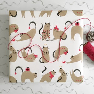 Cat Wrapping Paper for Christmas | Cat Christmas Gift Wrap | Kitten Wrapping Paper | Cute Cat Gift Wrap | Holiday Wrapping Paper | Cat Wrap