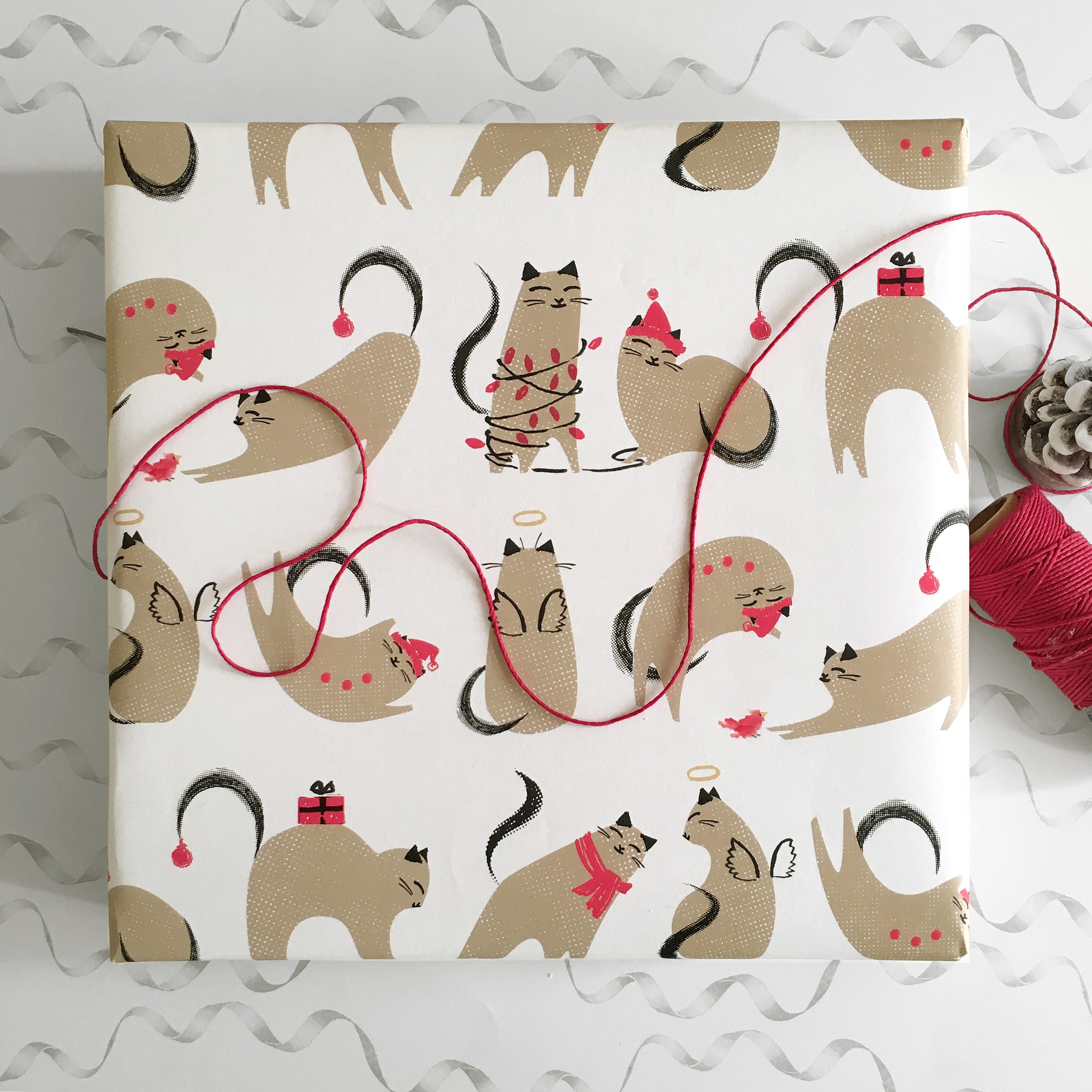 Love Cats digital paper pack, cats wrapping paper, cute cats