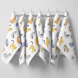 Sweet Cat Tea Towel / Dish Towel / Kitchen Towel / 100% premium cotton tea towel with hanging loop