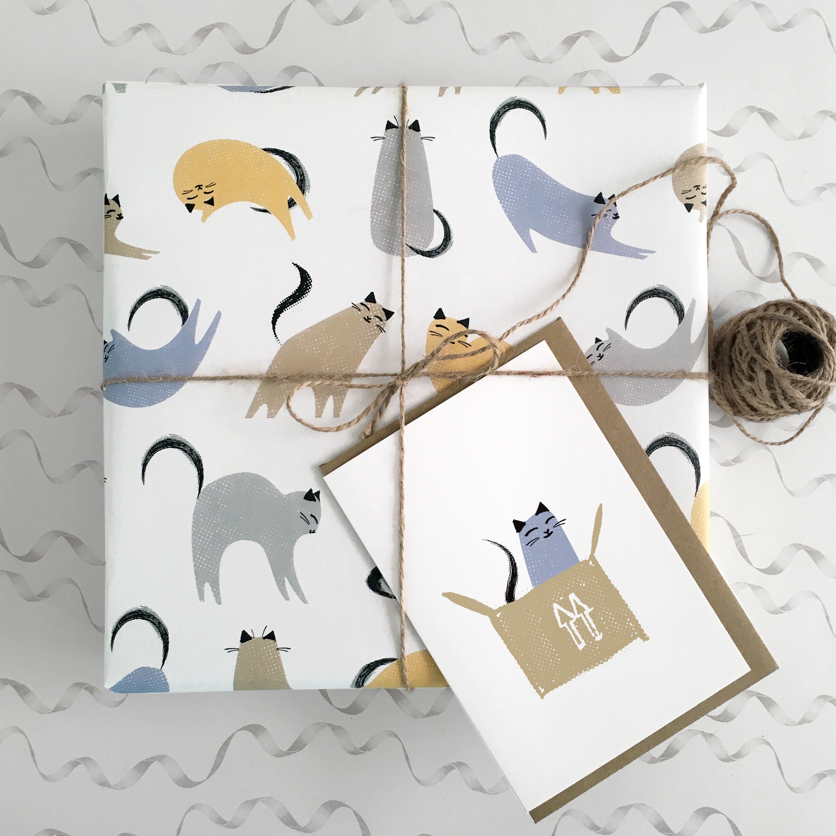 Cat wrapping papers and cat gift wrap with matching cat cards Etsy