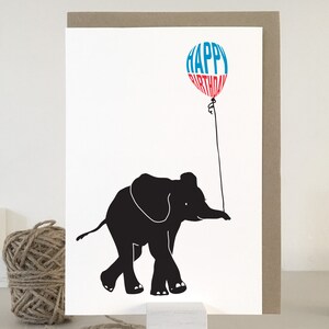 Carte d’anniversaire d’éléphant | Carte d’anniversaire pour lui | Carte d’anniversaire d’animal | | minimaliste | de la carte tous âges | non sexiste Carte