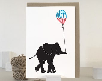 Elephant Birthday Card | Birthday Card for him | Animal Birthday Card | Minimalist | All Ages Card | Gender-Neutral | Greeting Card