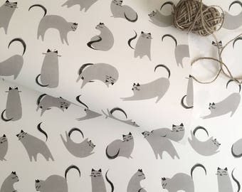 Grey Cat Wrapping Paper | Cat Craft Paper | Gift Wrap | Kitten Wrapping Paper | Cute Cat Gift Wrap | Holiday Wrapping Paper | Cat Gift Wrap