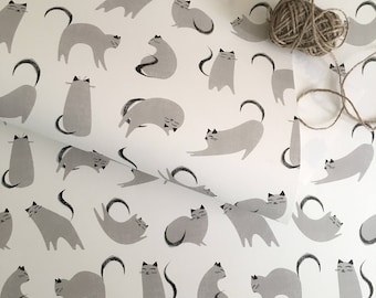 Grey Cat Gift Wrap | Cute Kitten Craft Paper (50x70cm)