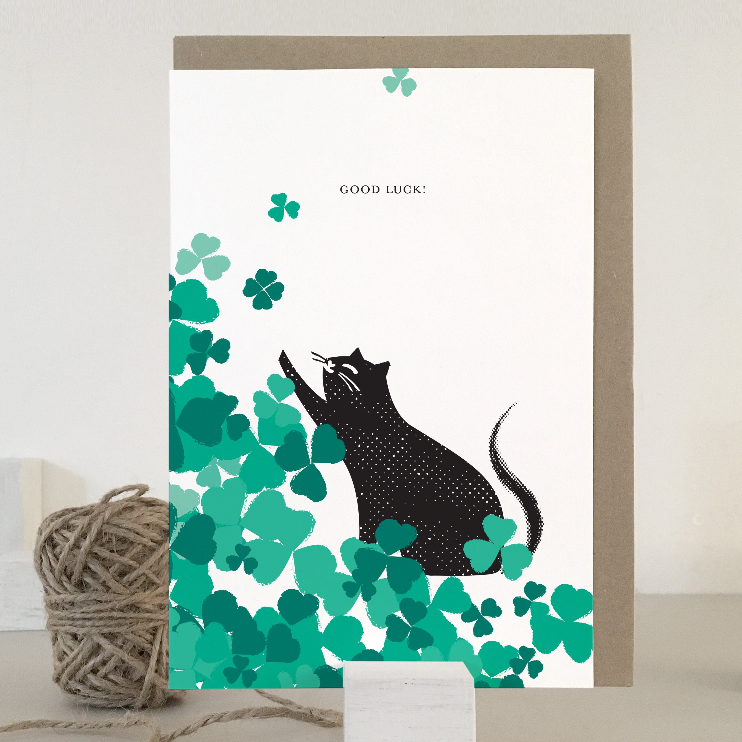 Black cat good luck card Etsy