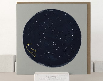 Pisces Birthday Card: Constellation Zodiac Greeting Card