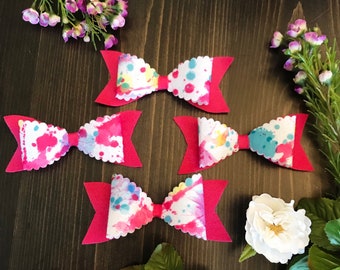 Paint splatter felt bow