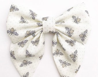 Cream Bumble Bee Hair Bow, Spring Headband