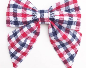 4th of July Bow // Hair Bow // Flag Bow // Patriotic Bow// Headband // Sailor Bows // Checkered Bow