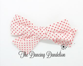 Vintage Swiss Dot Hair Bow, Red & White (4in)